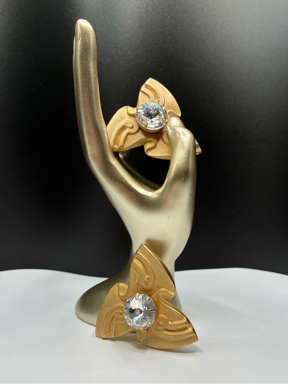 1980’s Gold-Tone Pinwheel Crystal Earrings - Women's Jewelry